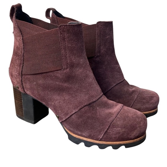 SOREL Addington Burgundy Suede Leather Chelsea Boot - Picture 1 of 12